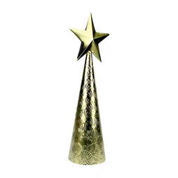 Hind Decor Yellow Handcrafted Cone with Star Showpiece-image-91