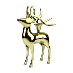 Hind Decor Gild-Toned Aluminium Elegant Reindeer Candle Holder-image-54