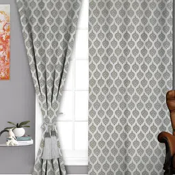 Parda Sansar Grey & Brown 2 Pieces Ethnic Motifs Prnted Room Darkening Window Curtains-picture-16