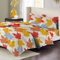 bsb home Grey & Blue Floral Microfiber Double King Superfine Bedding Set-image-75
