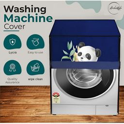 Dakshya Industries Blue & White Panda Printed Washing Machine Cover-picture-1
