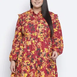 Oxolloxo Multicoloured Floral Crepe A-Line Dress-picture-17