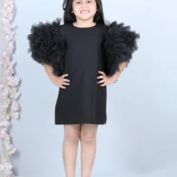 THE LITTLE CELEBS Flared Sleeve Crepe A-Line Dress-picture-54