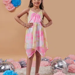 pspeaches Girls Tie & Dye Dyed Shoulder Straps Wrap Dress-38