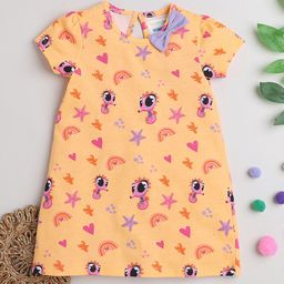 BUMZEE Girls Conversational Printed Cotton A-Line Dress-image-46