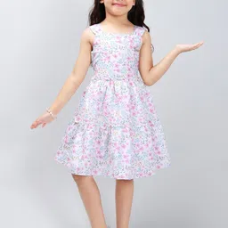 PINK MERMAIDGirls Floral Printed Fit and Flare Dress-picture-28