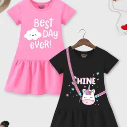 YK X Trampoline Pack of 2 Print Drop-Waist Dress-23