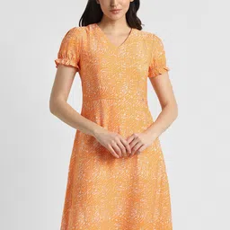 Allen Solly Woman Abstract Printed V-Neck A-Line Dress-15