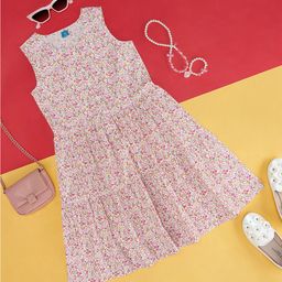 YU by Pantaloons Girls Floral Printed Round Neck Sleeveless A-Line Dress-image-75