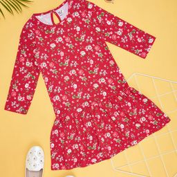 YU by Pantaloons Girls Floral Printed Cotton Drop-Waist Dress-image-80