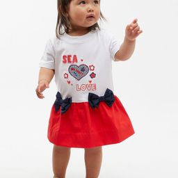 One Friday Infants Girls Graphic Printed Embroidered Cotton A-Line Dress-18