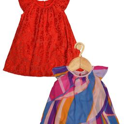 Creative Kids Infants Girls Pack of 2 Self Design A-Line Dress-9