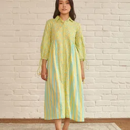 Prakriti Jaipur Floral Printed Cotton Flared A-Line Dress-image-15