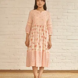 Prakriti Jaipur Floral Print Cotton A-Line Dress-image-26