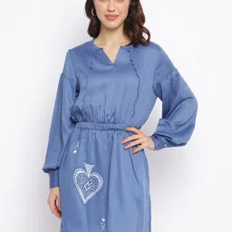 am ma Women Blue A-Line Dress-image-63
