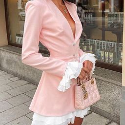 StyleCast Pink V-Neck Ruffled A-Line Dress-image-30