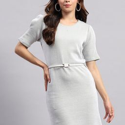Monte Carlo Round Neck Checked A-Line Dress-picture-39