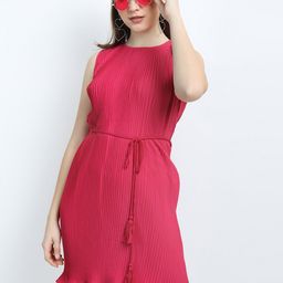 Tokyo Talkies Pink Georgette A-Line Dress-picture-2
