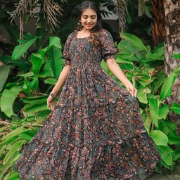 ODETTE Floral Printed Round Neck Short Sleeves A-Line Dress-picture-25