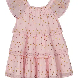 Budding Bees Girls Floral Print Flared Sleeve Chiffon A-Line Dress-39
