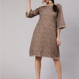 AKS Ethnic Motifs Printed Bell Sleeves A-Line Dress-image-46
