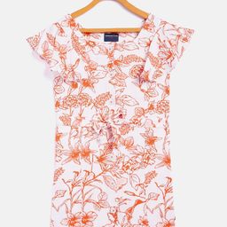 Crimsoune Club Girls Orange Floral A-Line Dress-image-24