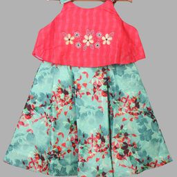 Enfance Green Floral Cotton A-Line Dress-image-5