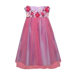 A Little Fable Purple Floral Embellished A-Line Dress-image-7