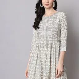 Nehamta Round Neck Cotton A-Line Dress-12