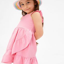 Koton Girls Self Design  Shoulder Strap Layered A-Line Dress-image-3