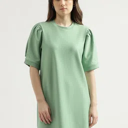 United Colors of Benetton Puff Sleeves Scalloped Hem A-Line Dress-picture-33
