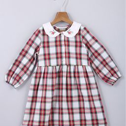 Beebay Multicoloured Checked Peter Pan Collar A-Line Dress-3