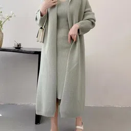 Alamode By Akanksha Manie Bodycon Dress with Woolen Coat-image-2