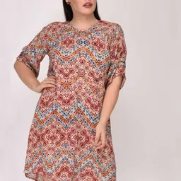LastInch Multicoloured Ethnic Motifs A-Line Dress-image-37