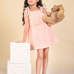 LilPicks Girls Shoulder Straps Gathered Cotton A-Line Dress-picture-43