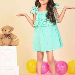 LilPicks Girls Floral Self Design Shoulder Straps Cotton A-Line Dress-picture-54