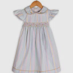 BAESD Girl Striped Shirt Collar Short Sleeves Cotton A-Line Dress-image-21