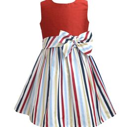 A T U N Maroon & White Striped Cotton Dress-image-63