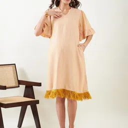 The Kaftan Company Flared Sleeve Fringed Maternity A-Line Dress-image-68