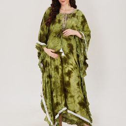 Mom For Sure by Ketki Dalal Women Green Maternity Kaftan Dress-image-15