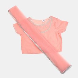 V-Mart Girls Ethnic Motif Embroidered Cotton Crop Top With Dupatta-picture-15