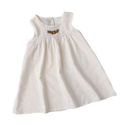StyleCast x Revolte Girls Beige Self Design Embroidered Cotton A-Line Dress-picture-14