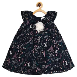 Creative Kids Navy Blue Floral Layered A-Line Dress-image-40