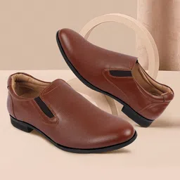 FAUSTO Men Textured Leather Formal Slip-Ons Shoes-image-89