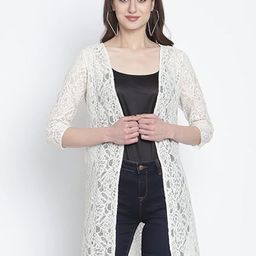 Dressitude Self Design Longline Open Front Cotton Shrug-5