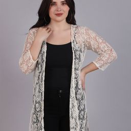 Dressitude Self Designed Cotton Longline Open Front Shrug-43