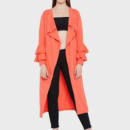 Hypernation Women Solid Pure Cotton Longline Shrug-2