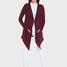 Hypernation Women Pure Cotton Solid Longline Shrug-image-11