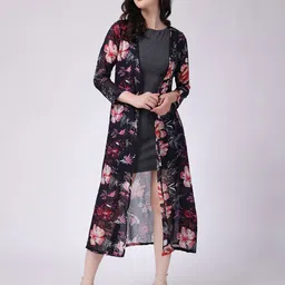 SCORPIUS Floral Printed Longline Shrug-43