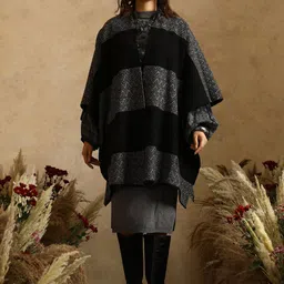 KHALEEJ Women Longline Wool Cape Jacket-picture-44
